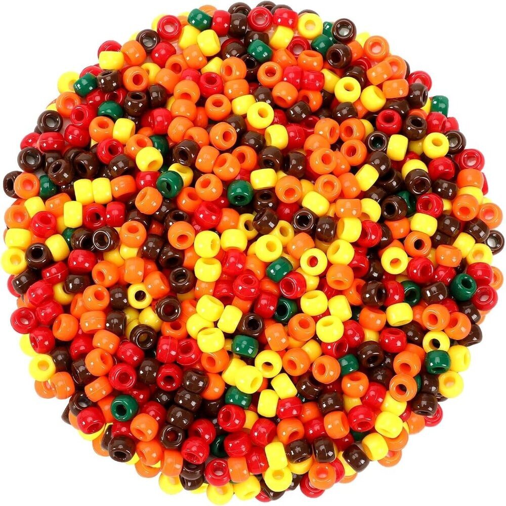 1200Pcs Fall Pony Beads, Autumn Thanksgiving Pony Beads for Hair Thanksgiving Au